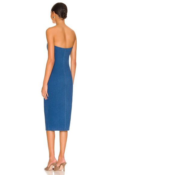 NEW Size S Susana Monaco Strapless Midi Dress in Light Denim REVOLVE MSRP $158 - Picture 3 of 9